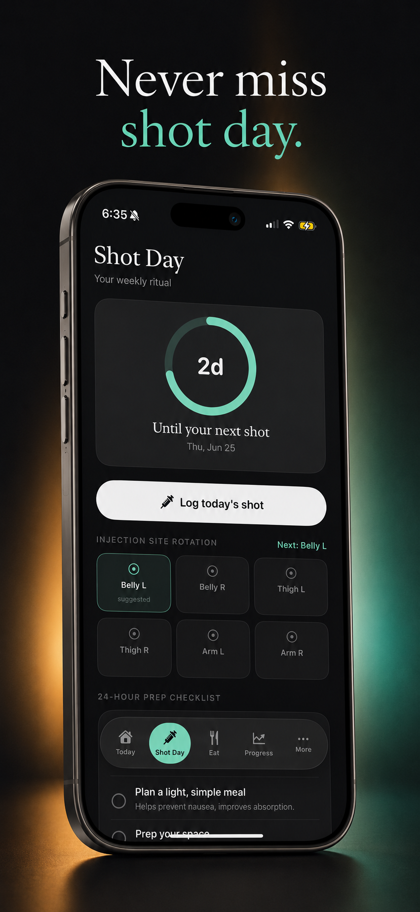 GLP Daily Shot Day screen